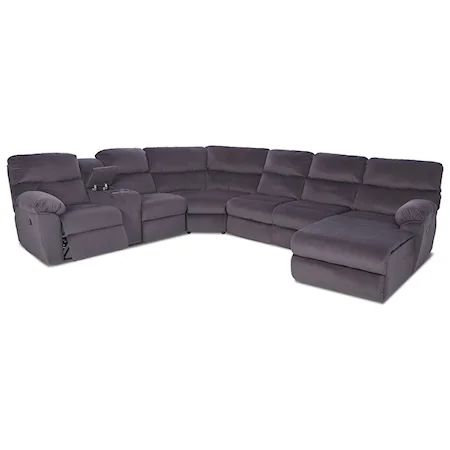 5-Seat Reclining Sectional with RAF Reclining Chaise